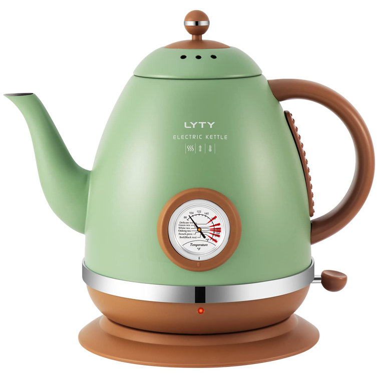 Electric Kettle With Thermometer Stainless Steel 1.5L 1000W Gooseneck Pour  Over Coffee Tea Kettle